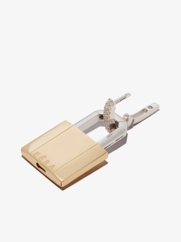 EÉRA 18K White And Yellow Gold Lock Large Diamond Earring | Browns Fine Earrings