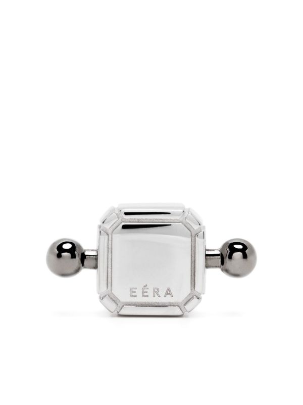 EÉRA 18K White Gold Black Bar Square Post Earring | Browns Earrings