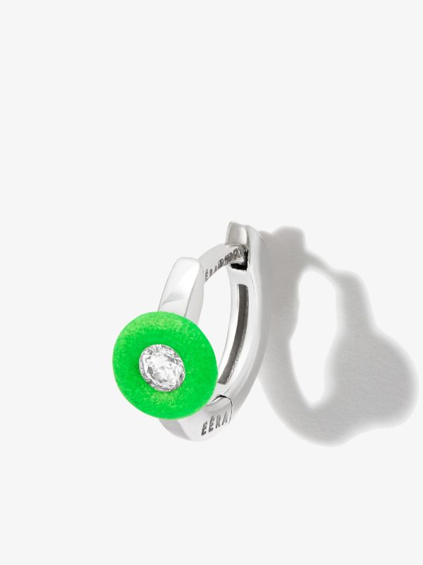 EÉRA 18K white gold diamond enamel hoop earring | Browns Earrings