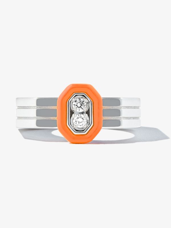 EÉRA 18K White Gold Diamond Enamel Ring | Browns Rings