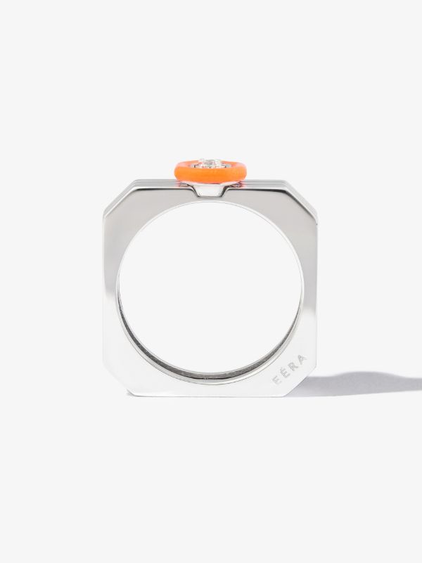 EÉRA 18K White Gold Diamond Enamel Ring | Browns Rings