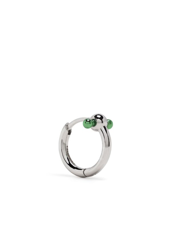 EÉRA 18K white gold Green Bar mini single hoop earring | Browns Fine Earrings