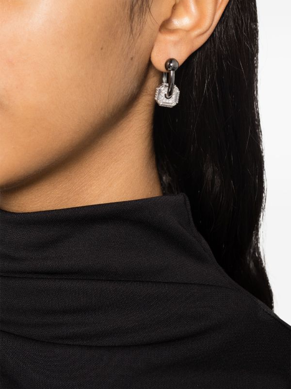 EÉRA 18K White Gold Ninety Couple Diamond Hoop Earrings | Browns Fine Earrings