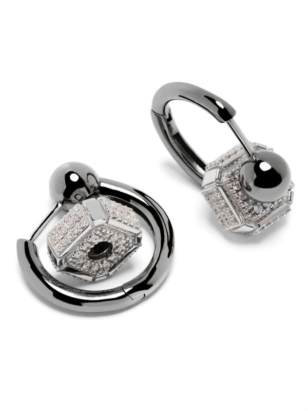 EÉRA 18K White Gold Ninety Couple Diamond Hoop Earrings | Browns Fine Earrings