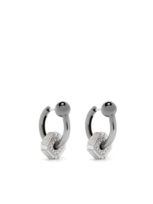 EÉRA 18K white gold Ninety Couple diamond hoop earrings | Browns Fine Earrings