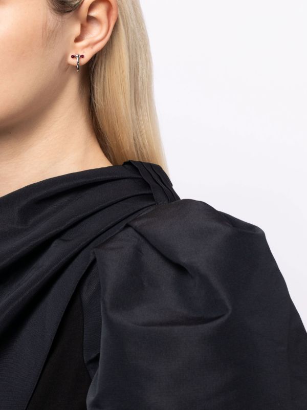 EÉRA 18K White Gold Pink Bar Mini Single Hoop Earring | Browns Fine Earrings