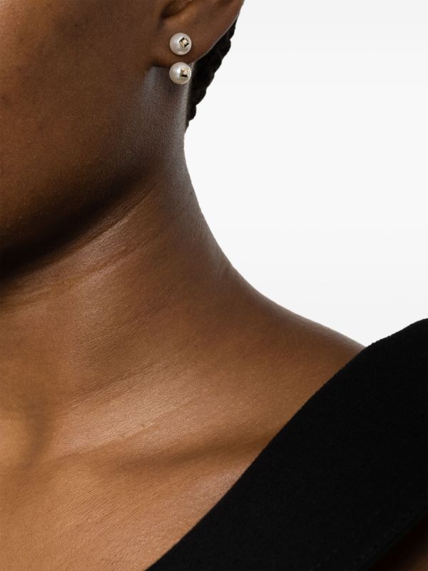 EÉRA 18K Yellow Gold Double Pearl And Diamond Single Stud Earring | Browns Fine Earrings