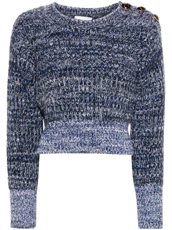 ERDEM Blue Melange-Knit Wool Sweater | Browns Knitted Sweaters