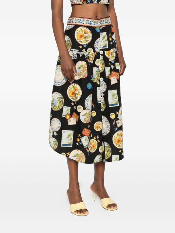 FARM Rio Trip Souvenir Midi Skirt | Browns A-Line Skirts