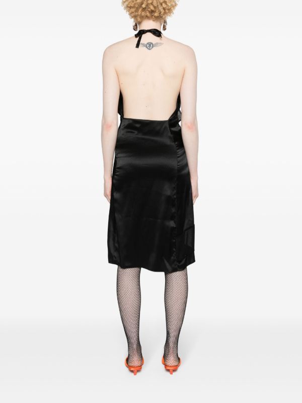 FEBEN Black Spiral Silk Midi Dress | Browns Cocktail & Party Dresses