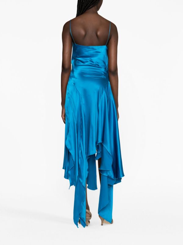 FEBEN Blue Cowl Asymmetric Silk Dress | Browns Cocktail & Party Dresses