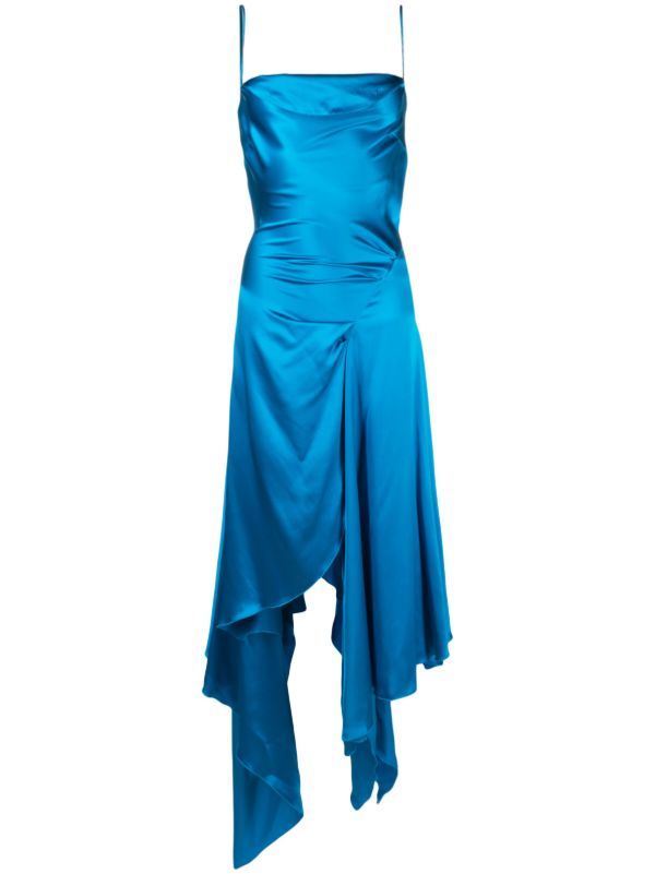 FEBEN blue Cowl asymmetric silk dress | Browns Cocktail & Party Dresses