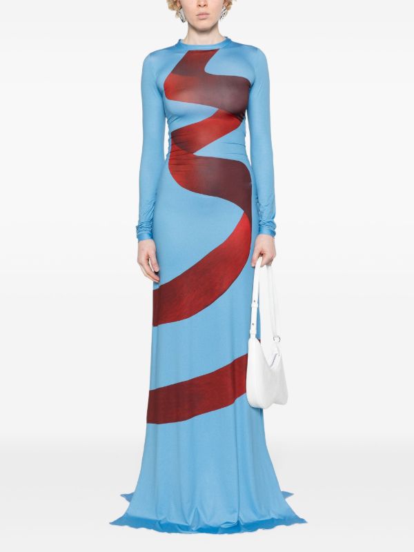 FEBEN Blue Graphic-Print Maxi Dress | Browns Evening Dresses