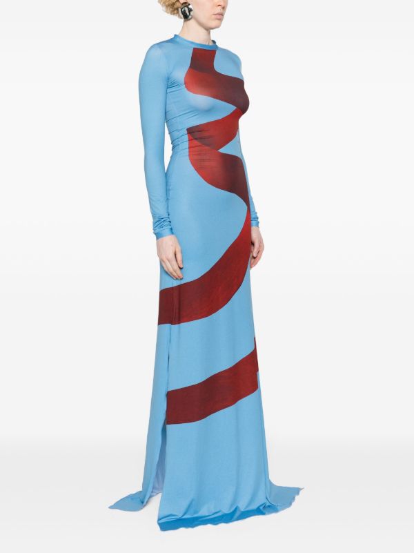 FEBEN Blue Graphic-Print Maxi Dress | Browns Evening Dresses