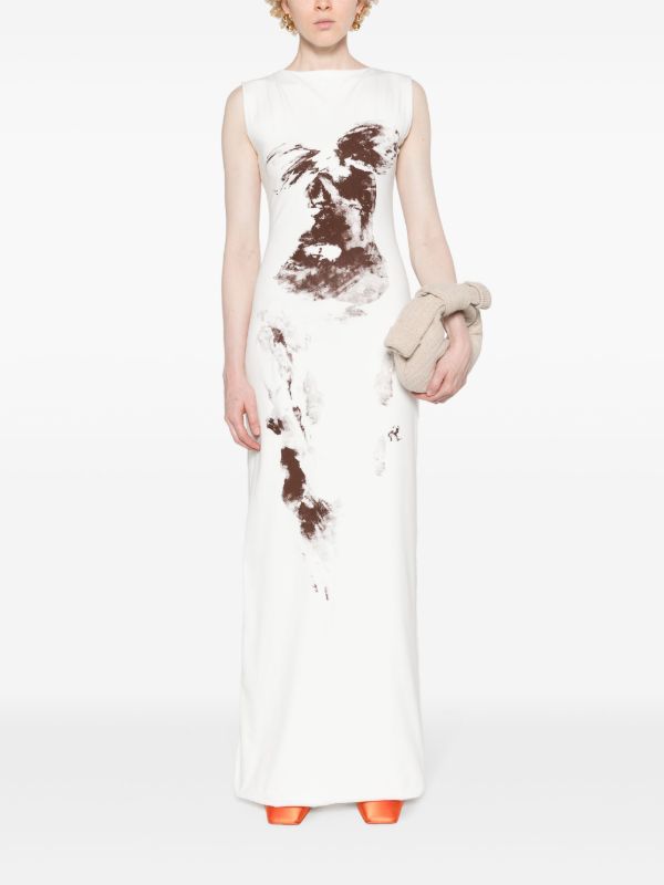 FEBEN White Abstract-Print Cotton Maxi Dress | Browns Evening Dresses