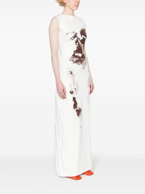 FEBEN White Abstract-Print Cotton Maxi Dress | Browns Evening Dresses