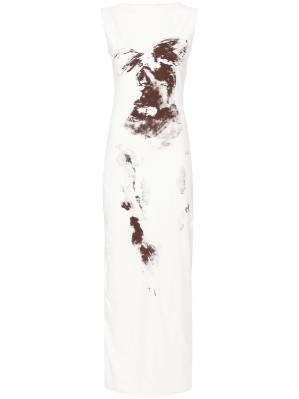 FEBEN White Abstract-Print Cotton Maxi Dress | Browns Evening Dresses
