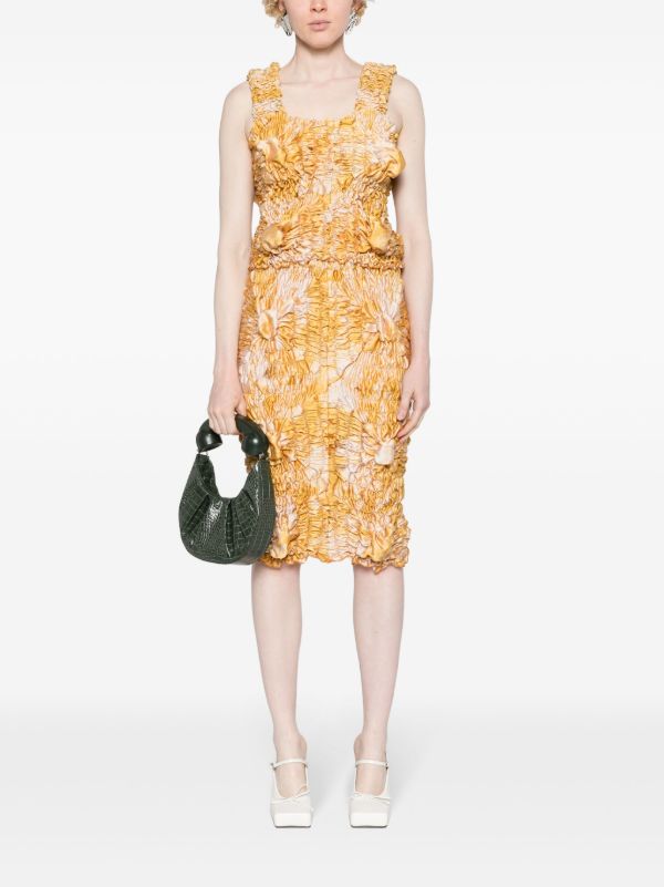 FEBEN Yellow Tie-Dye Shirred Midi Skirt | Browns Straight Skirts