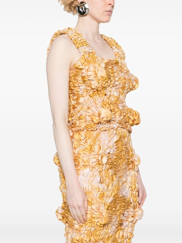 FEBEN Yellow Tie-Dye Shirred Top | Browns Vests & Tank Tops