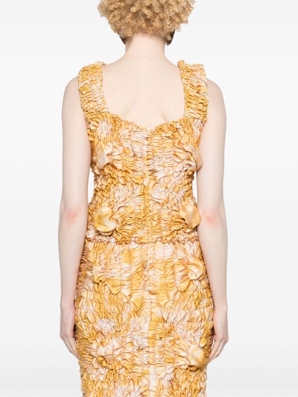 FEBEN Yellow Tie-Dye Shirred Top | Browns Vests & Tank Tops