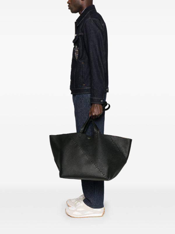 FENDI Black Large Selleria Diagonal Shopper Tote Bag | Browns Tote Bags