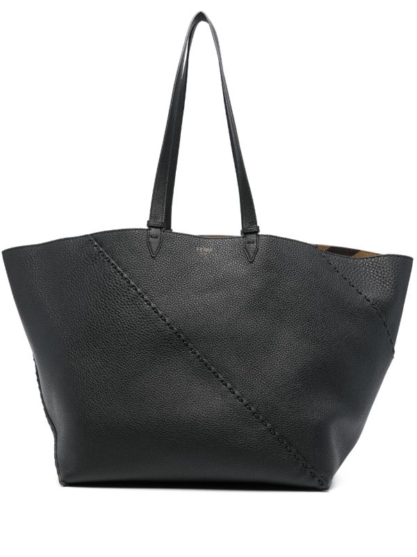 FENDI Black Large Selleria Diagonal Shopper Tote Bag | Browns Tote Bags