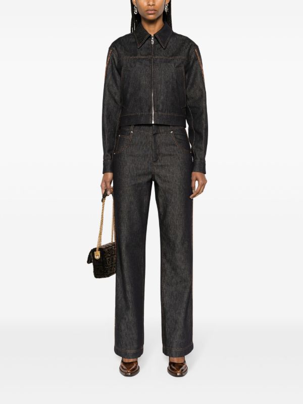 FENDI Blue High-Waist Straight Jeans | Browns Straight-Leg Jeans