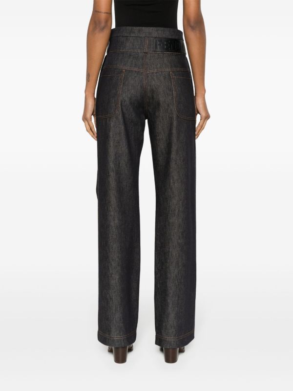 FENDI Blue High-Waist Straight Jeans | Browns Straight-Leg Jeans
