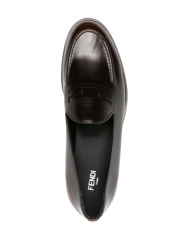 FENDI Brown Baguette Leather Loafers | Browns Loafers