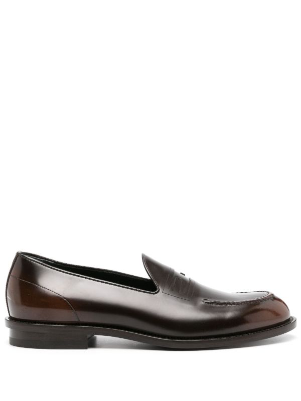 FENDI Brown Baguette Leather Loafers | Browns Loafers