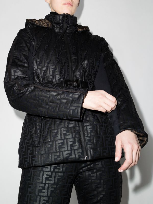 FENDI FF Embossed Hooded Ski Jacket | Browns Ski Jackets