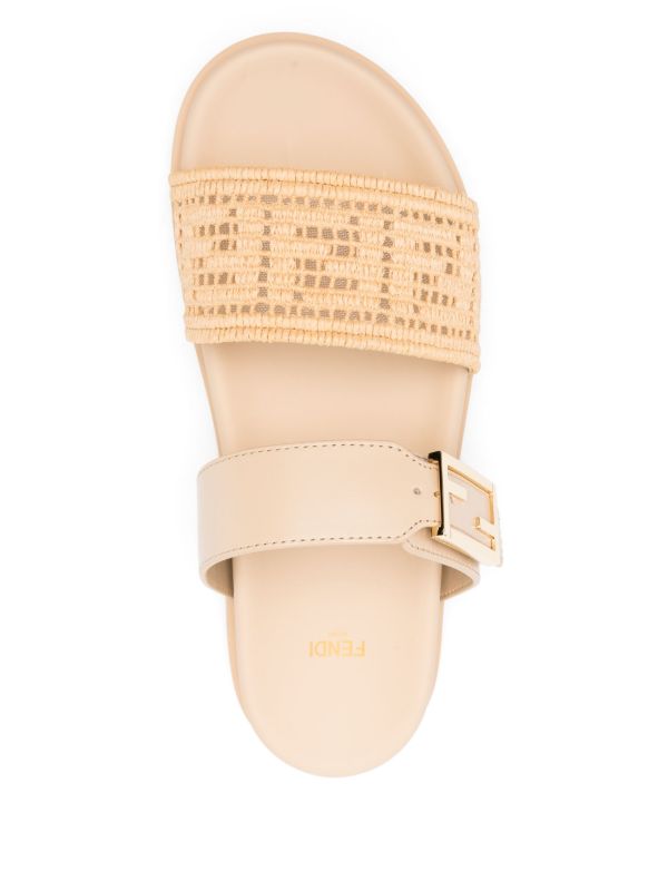 FENDI Raffia FF-embroidered Sandals | Browns Sandals
