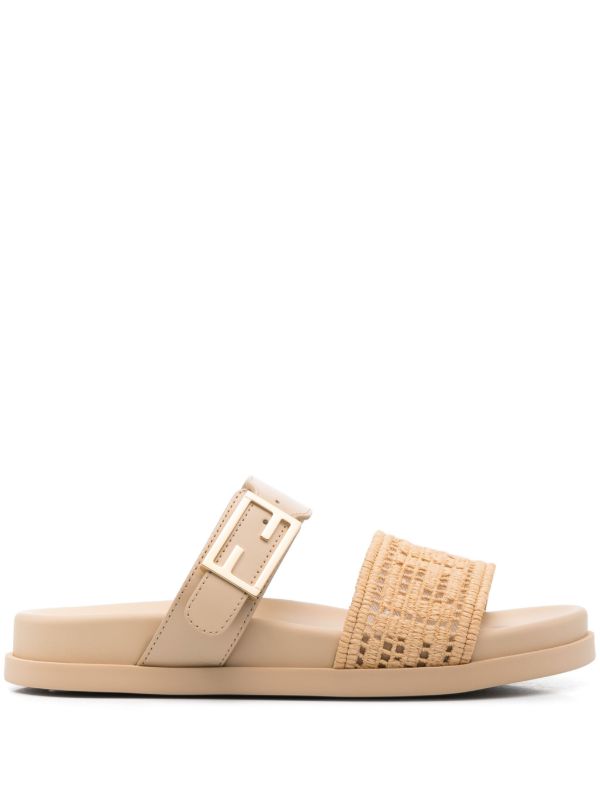 FENDI raffia FF-embroidered sandals | Browns Sandals