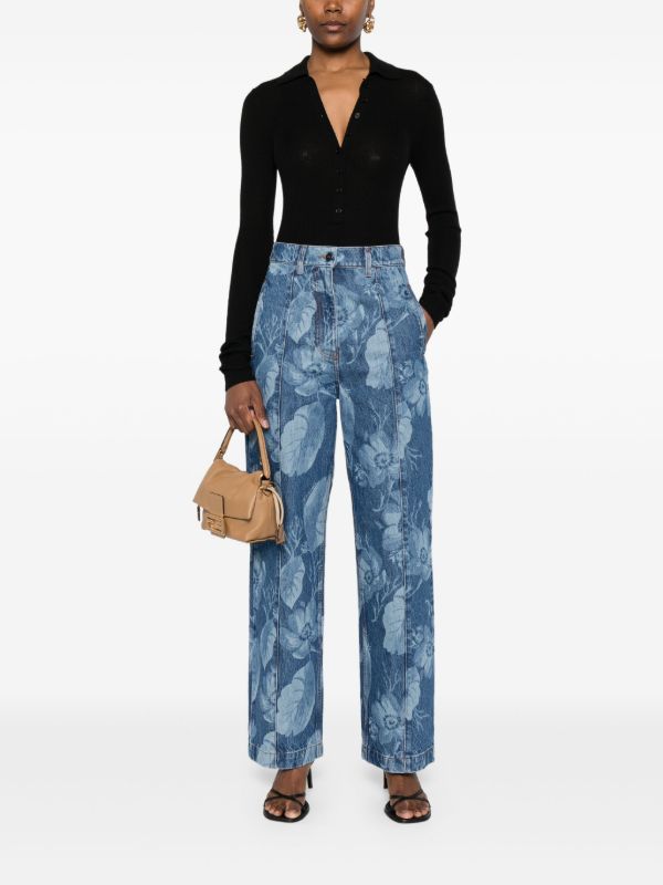 FENDI Sea Garden-motif Jeans | Browns Wide-Leg Jeans