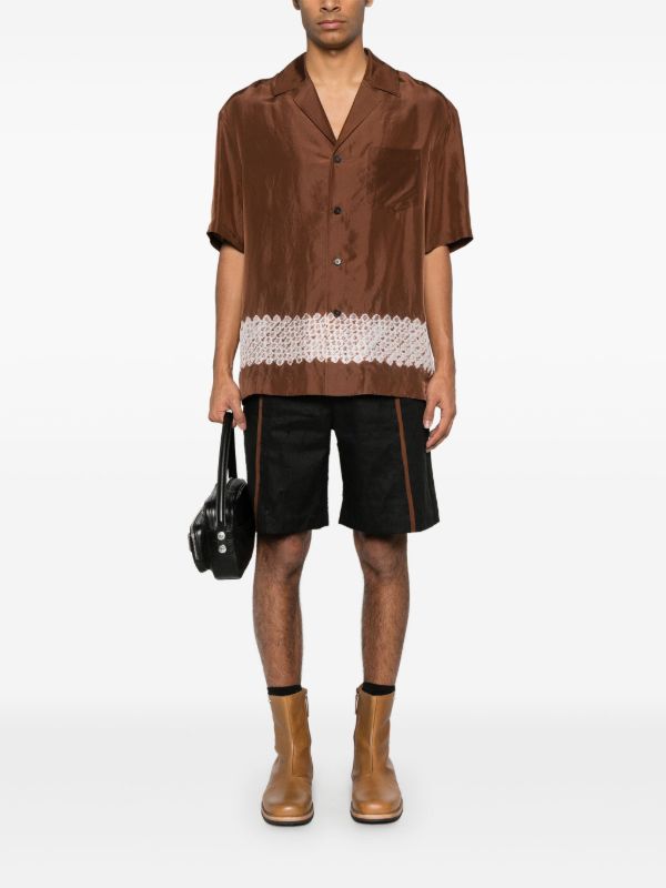 Feng Chen Wang Brown Contrast Stripe Silk Shirt | Browns Shirts