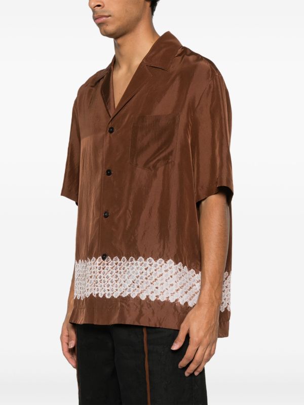 Feng Chen Wang Brown Contrast Stripe Silk Shirt | Browns Shirts