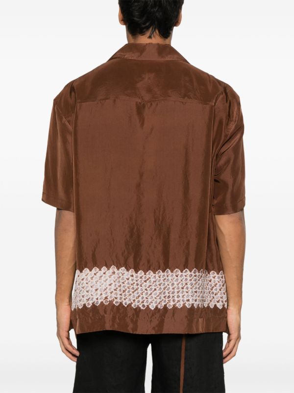 Feng Chen Wang Brown Contrast Stripe Silk Shirt | Browns Shirts