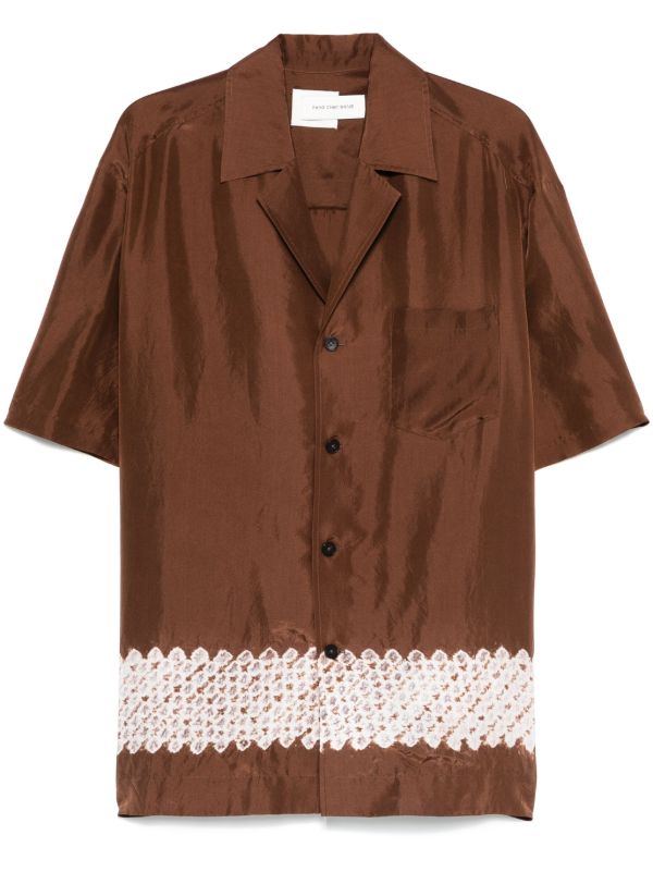 Feng Chen Wang Brown Contrast Stripe Silk Shirt | Browns Shirts