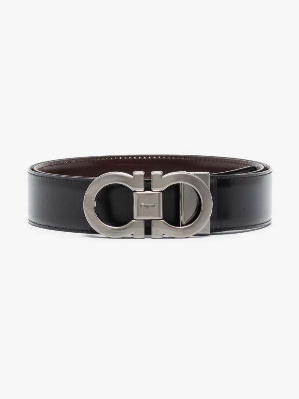Ferragamo black and brown Gancini reversible leather belt | Browns Belts