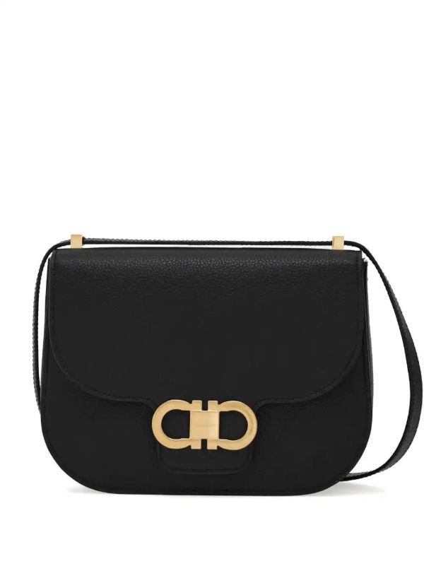 Ferragamo Black Double Gancini Cross Body Bag | Browns Shoulder Bags