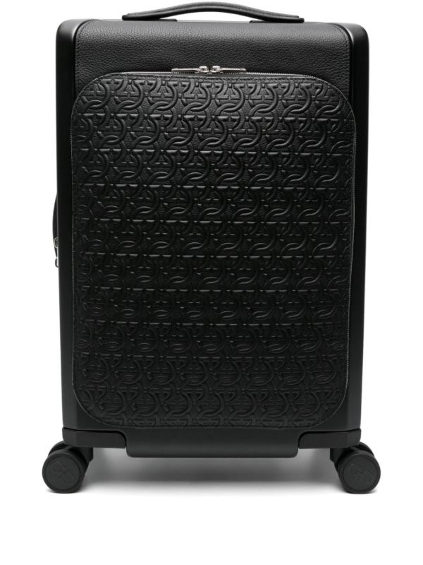 Ferragamo Black Gancini Embossed Leather Suitcase | Browns Luggage & Holdalls