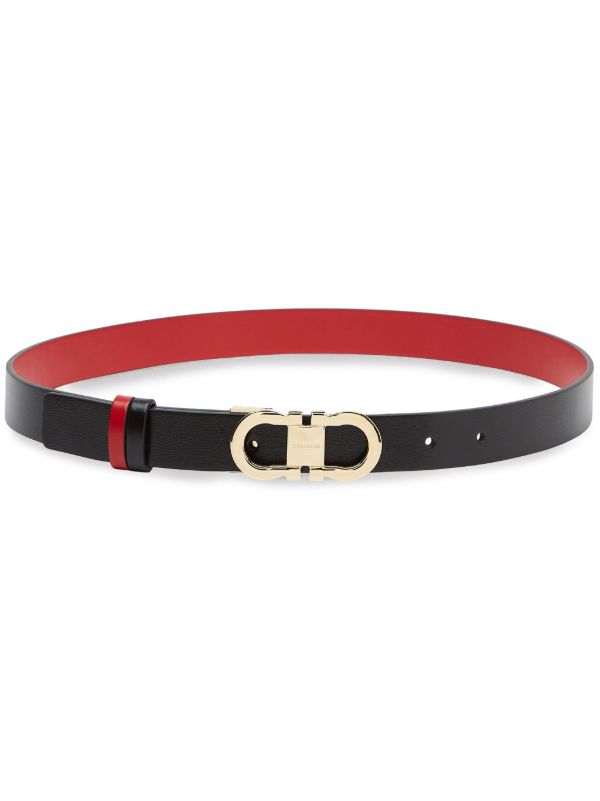 Ferragamo Black Gancini Reversible Leather Belt | Browns Belts