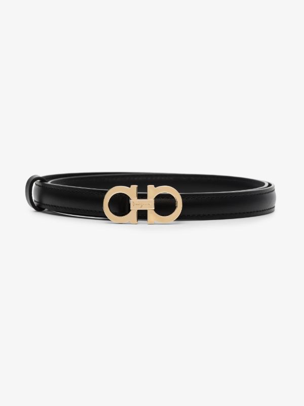Ferragamo black Gancini slim leather belt | Browns Belts