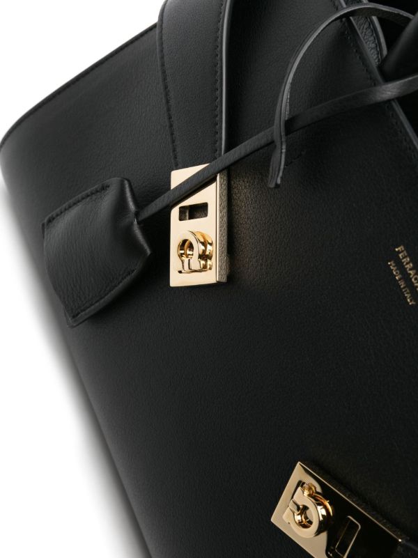 Ferragamo Black Hug Leather Tote Bag | Browns Tote Bags