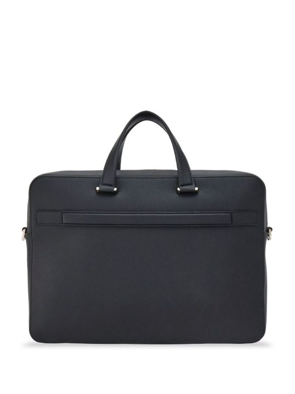 Ferragamo Black Monogram Embossed Leather Briefcase | Browns Laptop Bags & Briefcases
