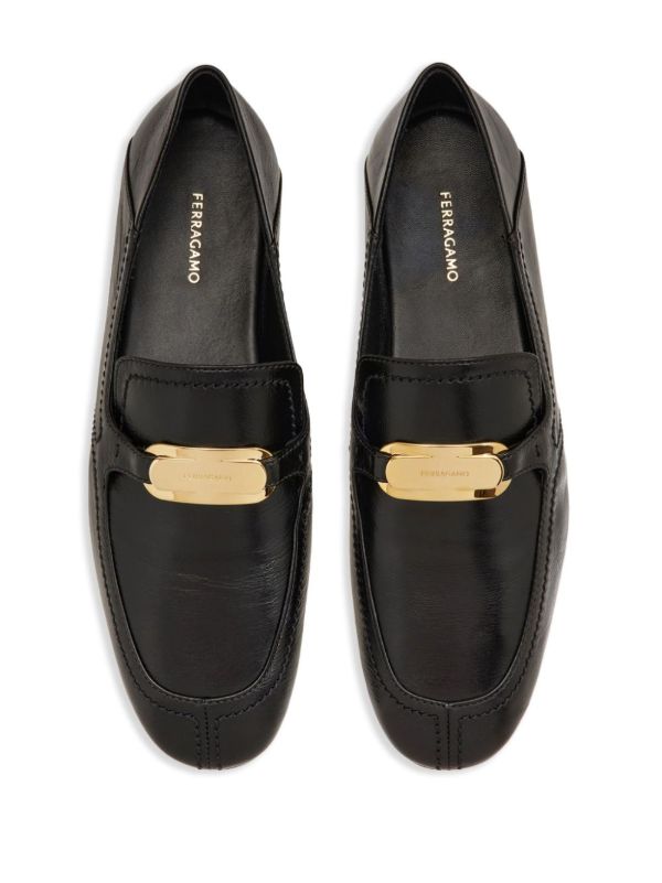 Ferragamo Black New Vara Leather Loafers | Browns Loafers
