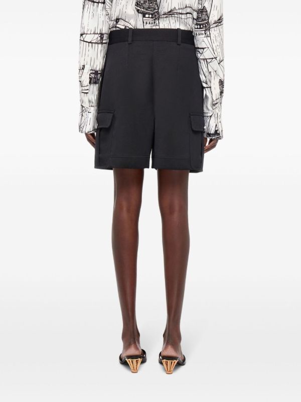 Ferragamo Black Utility Wool Cargo Shorts | Browns Knee-Length Shorts