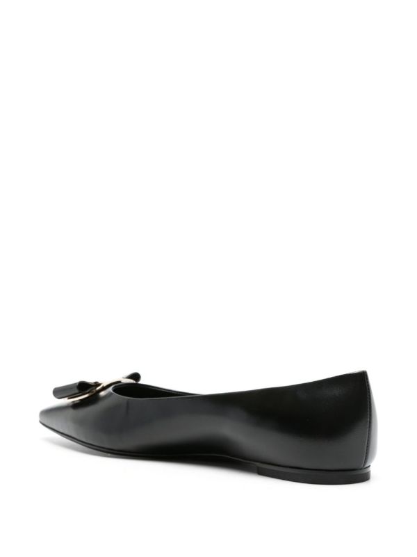 Ferragamo Black Vara Leather Ballet Pumps | Browns Ballerina Shoes