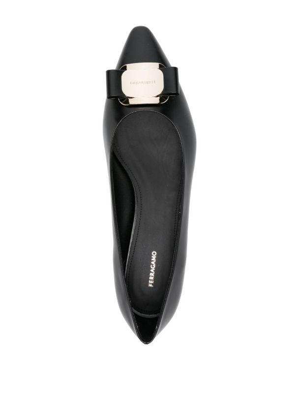 Ferragamo Black Vara Leather Ballet Pumps | Browns Ballerina Shoes