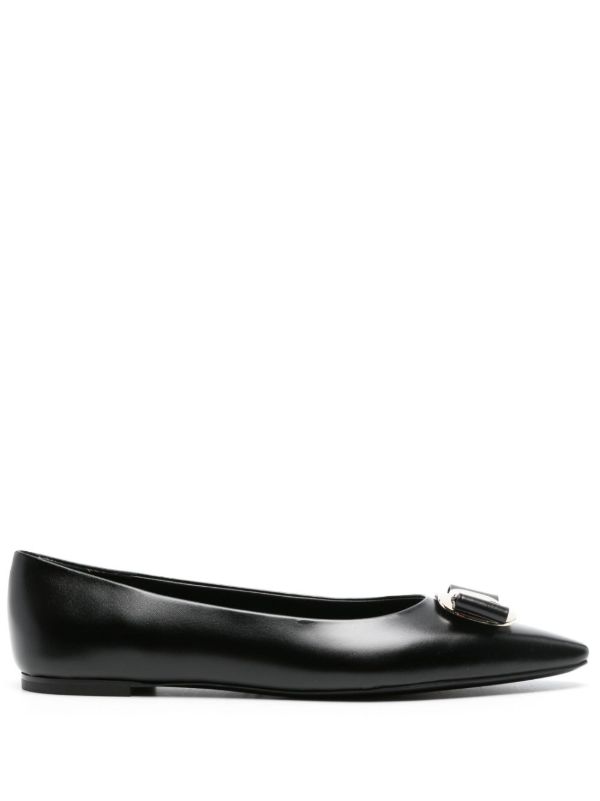 Ferragamo black Vara leather ballet pumps | Browns Ballerina Shoes